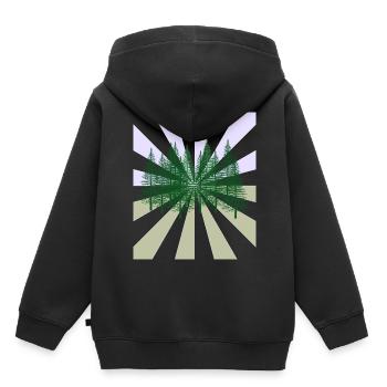 Strahlen Wald Tannen Wildnis Flora Ökologie - Kinder Premium Organic Hoodie - Schwarz - Hinten - AI Model Kid Male (0cm)