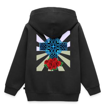 Weihnachtsgeschenk Christentum Kreuz Jesus Gott - Kinder Premium Organic Hoodie - Schwarz - Hinten - AI Model Kid Male (0cm)