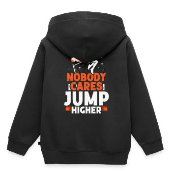Personne ne s’en soucie Saut plus haut Saut en hauteur - Sweat Premium à capuche enfant bio - noir - Dos - AI Model Kid Male (0cm)