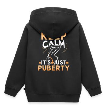Keep calm Only puberty has grown up - Kids Premium Organic Hoodie - black - Back - AI Model Kid Male (0cm)