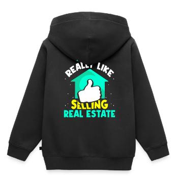 I like it easy to sell real estate brokers - Kids Premium Organic Hoodie - black - Back - AI Model Kid Male (0cm)