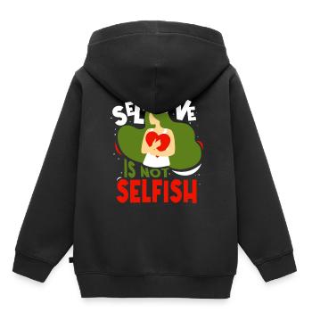 L’amour de soi n’est pas égoïste L’amour égoïste - Sweat Premium à capuche enfant bio - noir - Dos - AI Model Kid Male (0cm)