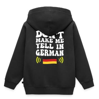 Ne me forcez pas à crier la voix allemande - Sweat Premium à capuche enfant bio - noir - Dos - AI Model Kid Male (0cm)