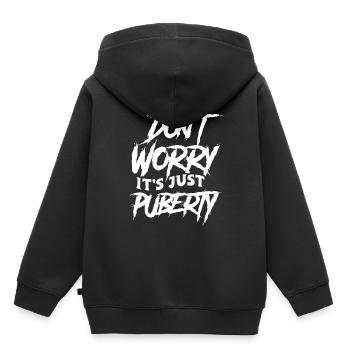 Keine Sorge Das Ist Nur Die Pubertät Erwachsen - Kinder Premium Organic Hoodie - Schwarz - Hinten - AI Model Kid Male (0cm)
