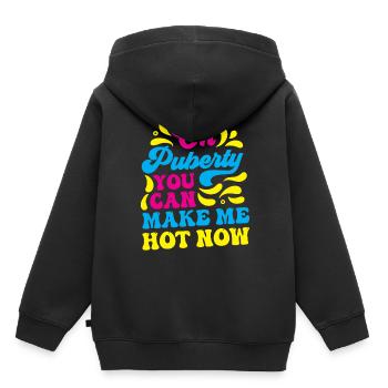 Ok puberty you can make me hot now - Kids Premium Organic Hoodie - black - Back - AI Model Kid Male (0cm)