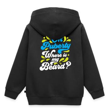 Ok puberty where's my beard? Teenage Adult - Kids Premium Organic Hoodie - black - Back - AI Model Kid Male (0cm)
