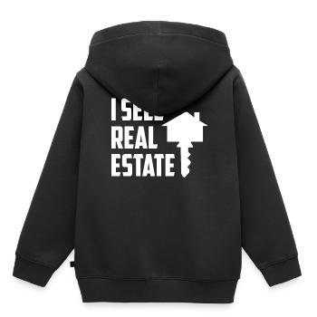 Ich Verkaufe Immobilien Häuser Immobilienmakler - Kinder Premium Organic Hoodie - Schwarz - Hinten - AI Model Kid Male (0cm)
