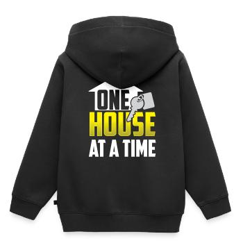 Ein Haus Nach Dem Anderen Immobilienmakler Häuser - Kinder Premium Organic Hoodie - Schwarz - Hinten - AI Model Kid Male (0cm)