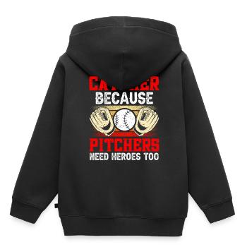 Catcher Weil Auch Pitcher Helden Brauchen Fänger - Kinder Premium Organic Hoodie - Schwarz - Hinten - AI Model Kid Male (0cm)