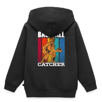 Receveur de baseball Joueur de baseball Hobby - Sweat Premium à capuche enfant bio - noir - Dos - AI Model Kid Male (0cm)