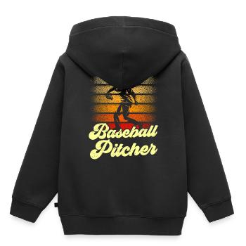 Baseball Pitcher Spieler Werfer Hobby - Kinder Premium Organic Hoodie - Schwarz - Hinten - AI Model Kid Male (0cm)