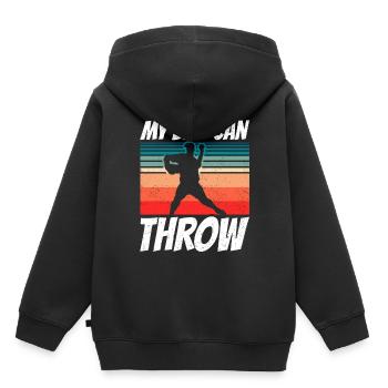 Mein Bruder Kann Werfen Werfer Baseball Pitcher - Kinder Premium Organic Hoodie - Schwarz - Hinten - AI Model Kid Male (0cm)