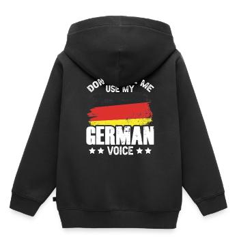 Ne forcez pas ma voix allemande allemande - Sweat Premium à capuche enfant bio - noir - Dos - AI Model Kid Male (0cm)