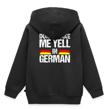 Ne me forcez pas à crier la voix allemande - Sweat Premium à capuche enfant bio - noir - Dos - AI Model Kid Male (0cm)