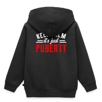 Keep calm Only puberty has grown up - Kids Premium Organic Hoodie - black - Back - AI Model Kid Male (0cm)