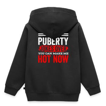 Ok puberté tu peux me rendre chaud maintenant - Sweat Premium à capuche enfant bio - noir - Dos - AI Model Kid Male (0cm)