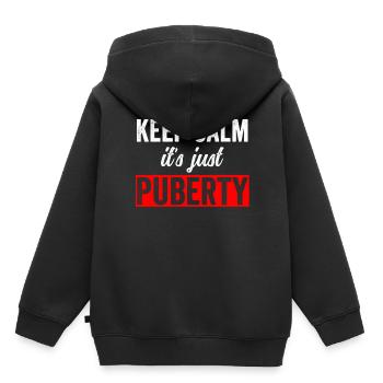 Keep calm Only puberty has grown up - Kids Premium Organic Hoodie - black - Back - AI Model Kid Male (0cm)