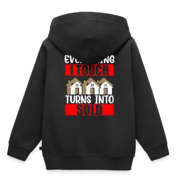 Tout ce que je touche est vendu à des maisons de courtage - Sweat Premium à capuche enfant bio - noir - Dos - AI Model Kid Male (0cm)