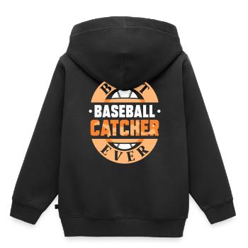 Meilleur receveur de baseball Passe-temps - Sweat Premium à capuche enfant bio - noir - Dos - AI Model Kid Male (0cm)