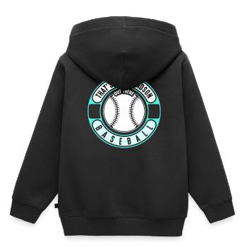 Voici mon petit-fils qui joue au baseball - Sweat Premium à capuche enfant bio - noir - Dos - AI Model Kid Male (0cm)