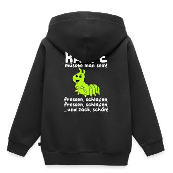 Raupe - Kinder Premium Organic Hoodie - Schwarz - Hinten - AI Model Kid Male (0cm)