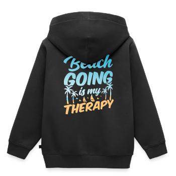 Les vacances à la plage sont ma thérapie Plage de plage - Sweat Premium à capuche enfant bio - noir - Dos - AI Model Kid Male (0cm)