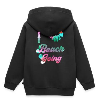 J’adore les vacances à la plage les amateurs de plage plage la plage - Sweat Premium à capuche enfant bio - noir - Dos - AI Model Kid Male (0cm)