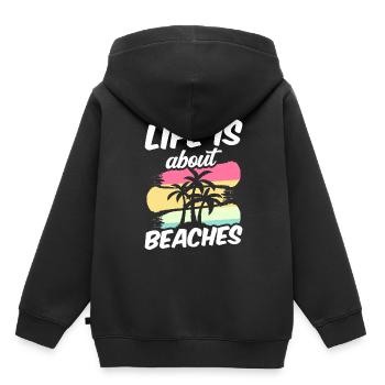 La vie se compose de plages vacances plage plage - Sweat Premium à capuche enfant bio - noir - Dos - AI Model Kid Male (0cm)