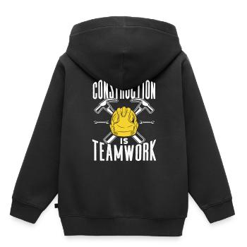 Construction work is teamwork Construction site Teamwork Construction - Kids Premium Organic Hoodie - black - Back - AI Model Kid Male (0cm)