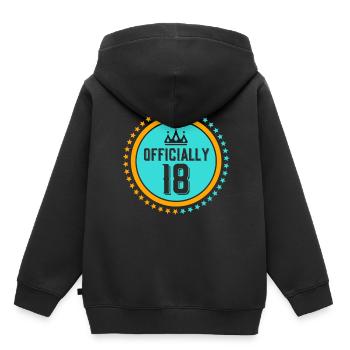 Enfant officiel de dix-huit ans 18e anniversaire - Sweat Premium à capuche enfant bio - noir - Dos - AI Model Kid Male (0cm)
