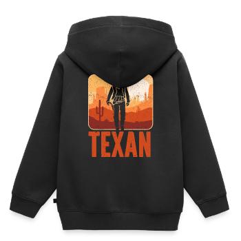 Texaner Stolz Texas Sprüche Texanisch - Kinder Premium Organic Hoodie - Schwarz - Hinten - AI Model Kid Male (0cm)