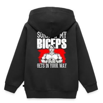 Tut Mir Leid Wenn Mein Bizeps Dir Im Weg Ist - Kinder Premium Organic Hoodie - Schwarz - Hinten - AI Model Kid Male (0cm)