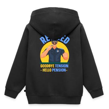 In retirement Goodbye Tension Hello Pension Police - Kids Premium Organic Hoodie - black - Back - AI Model Kid Male (0cm)