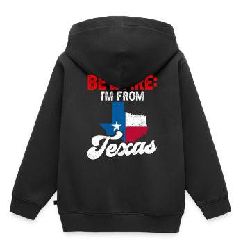 Achtung: Ich Komme Aus Texas Texaner Texanisch - Kinder Premium Organic Hoodie - Schwarz - Hinten - AI Model Kid Male (0cm)