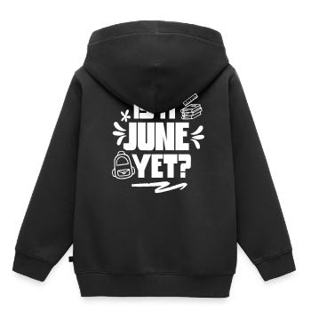 C’est déjà juin Rentrée Rentrée Rentrée - Sweat Premium à capuche enfant bio - noir - Dos - AI Model Kid Male (0cm)