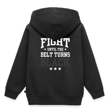 Se battre jusqu’à ce que la ceinture devienne noire Ceinture noire - Sweat Premium à capuche enfant bio - noir - Dos - AI Model Kid Male (0cm)