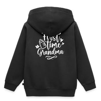 La première fois grand-mère première grand-mère grands-parents doux - Sweat Premium à capuche enfant bio - noir - Dos - AI Model Kid Male (0cm)