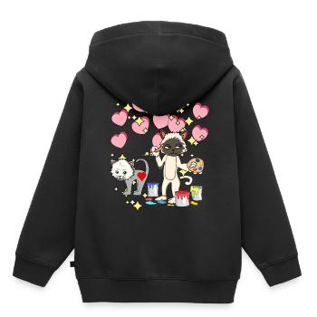 Für Kinder malen Katze Pinsel Kindergarten bunt - Kinder Premium Organic Hoodie - Schwarz - Hinten - AI Model Kid Male (0cm)