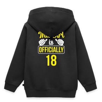Cette fille a officiellement 18 dix-huit ans fête - Sweat Premium à capuche enfant bio - noir - Dos - AI Model Kid Male (0cm)