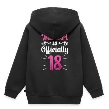 Cette fille a officiellement 18 dix-huit ans fête - Sweat Premium à capuche enfant bio - noir - Dos - AI Model Kid Male (0cm)