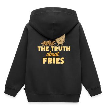 Pommes - Kinder Premium Organic Hoodie - Schwarz - Hinten - AI Model Kid Male (0cm)