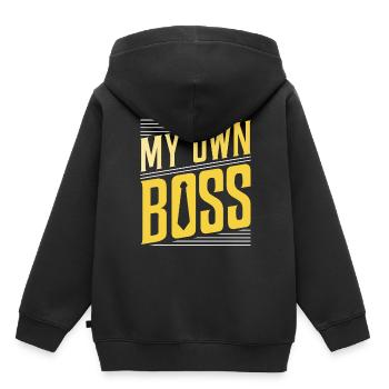 Mon propre patron freelance indépendant - Sweat Premium à capuche enfant bio - noir - Dos - AI Model Kid Male (0cm)