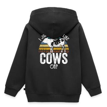 J’aime beaucoup les vaches laitières ferme - Sweat Premium à capuche enfant bio - noir - Dos - AI Model Kid Male (0cm)