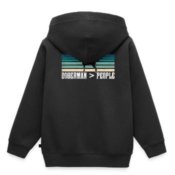 Doberman > humains Dobermans Doberman chiens - Sweat Premium à capuche enfant bio - noir - Dos - AI Model Kid Male (0cm)