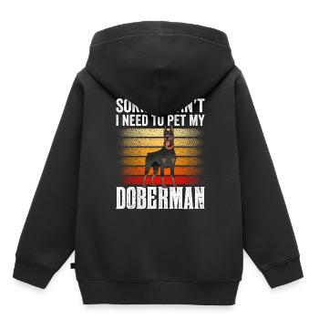 Ne puis-je pas avoir à caresser mon Doberman - Sweat Premium à capuche enfant bio - noir - Dos - AI Model Kid Male (0cm)