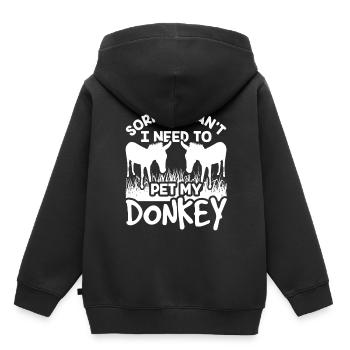 Ne puis-je pas avoir à caresser mon âne - Sweat Premium à capuche enfant bio - noir - Dos - AI Model Kid Male (0cm)