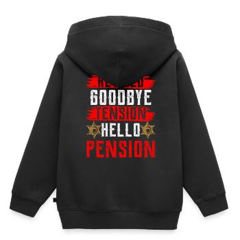 In retirement Goodbye Tension Hello Pension Police - Kids Premium Organic Hoodie - black - Back - AI Model Kid Male (0cm)