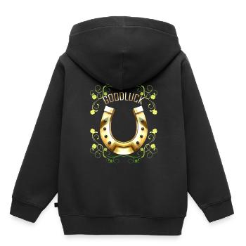 Good Luck With A Golden Horseshoe For Irish St - Kinder Premium Organic Hoodie - Schwarz - Hinten - AI Model Kid Male (0cm)