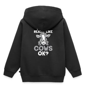 J’aime beaucoup les vaches vache laitière vache - Sweat Premium à capuche enfant bio - noir - Dos - AI Model Kid Male (0cm)