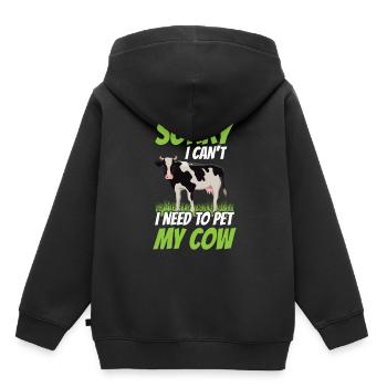 Ne puis-je pas avoir à caresser mes vaches - Sweat Premium à capuche enfant bio - noir - Dos - AI Model Kid Male (0cm)